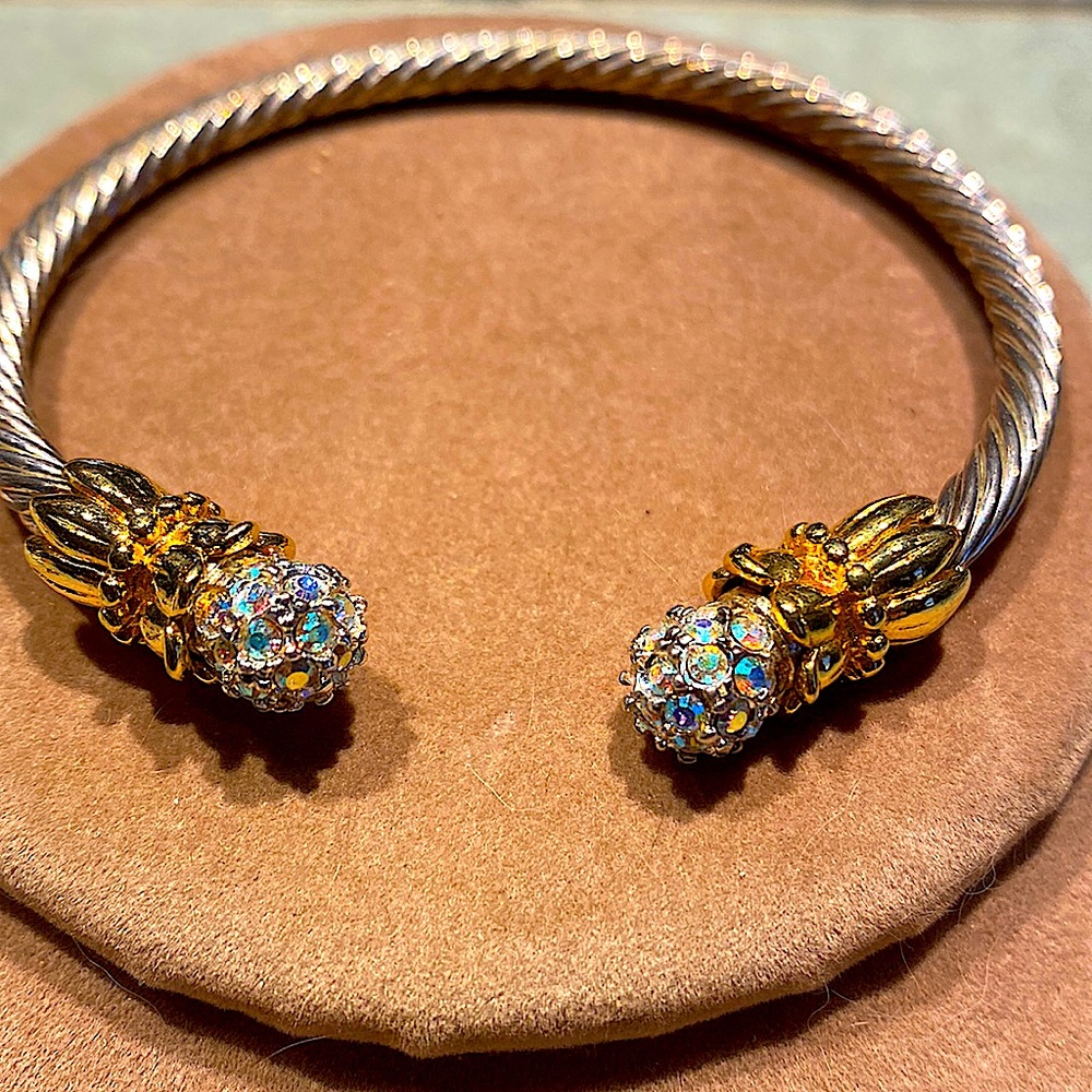 Silver tone bracelet with AB Crystals